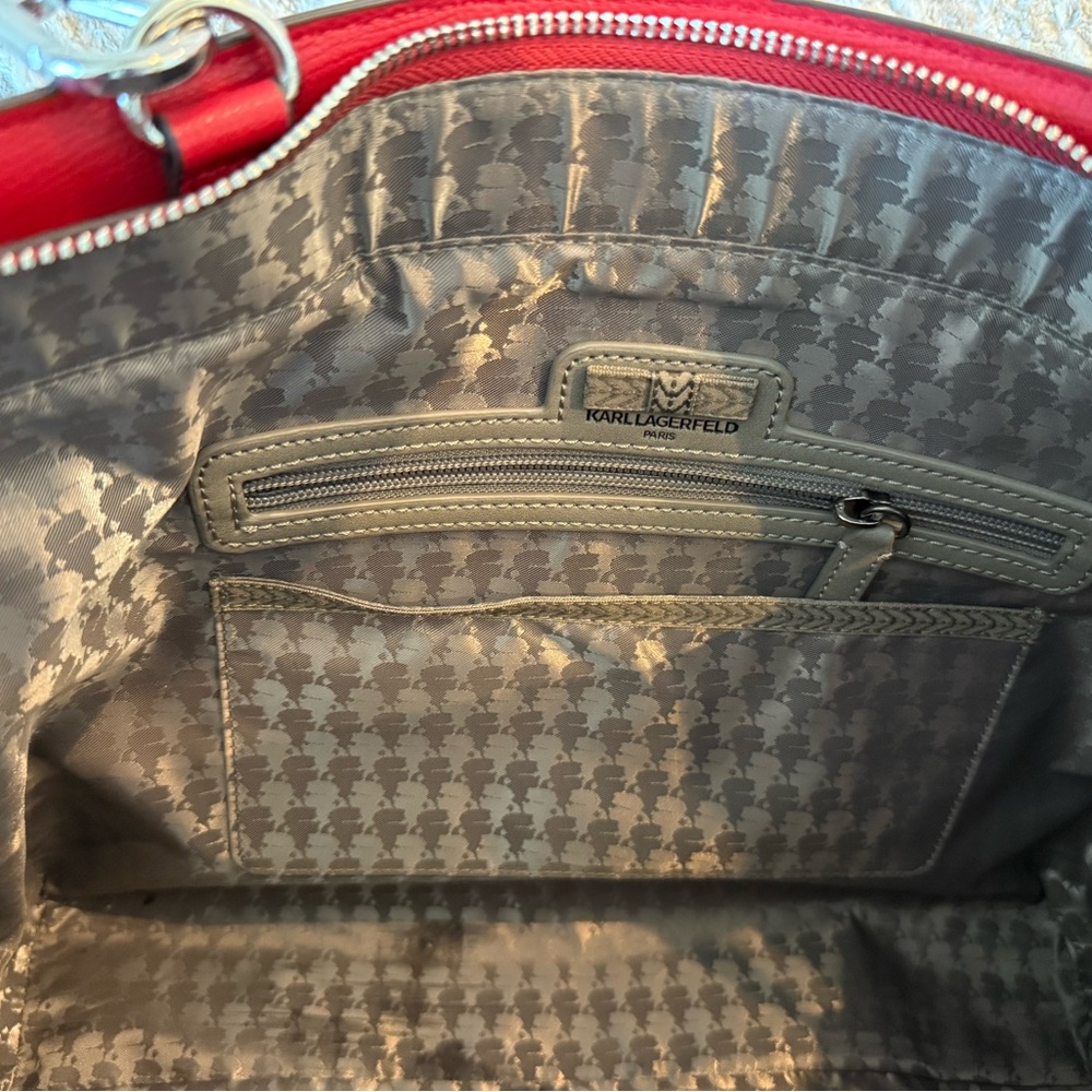 Karl Lagerfeld Brown and Red Shoulder Bag - Picture 7 of 10